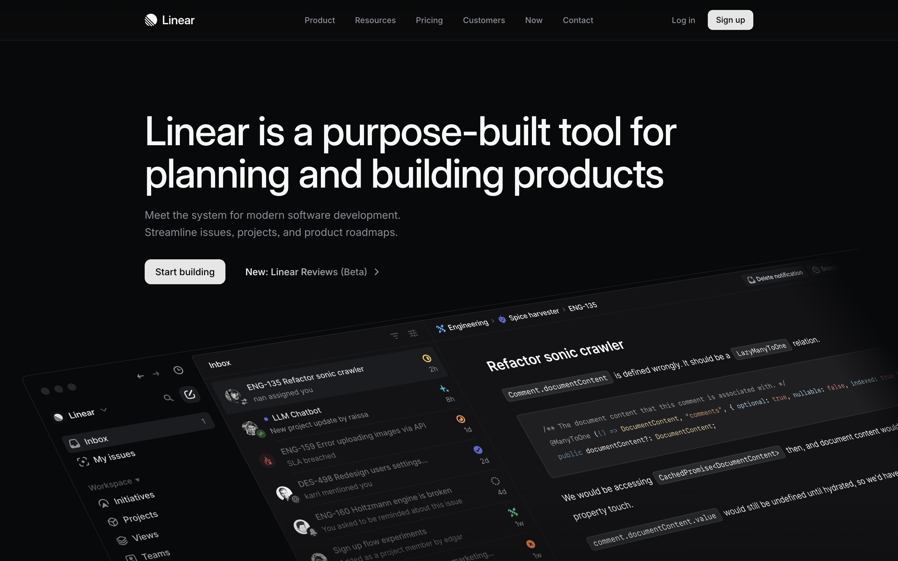 linear homepage original